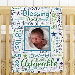 Personalized Photo Word-Art Fleece Blanket for Baby