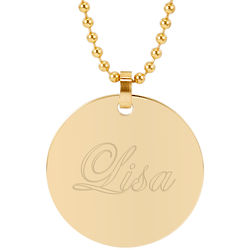 Engraveable Gold Plated Large 1.25" Round Tag Pendant