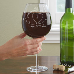 Wine for Two Personalized Full Bottle Wine Glass