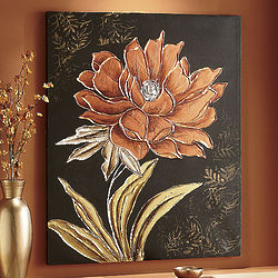 Copper Floral Canvas