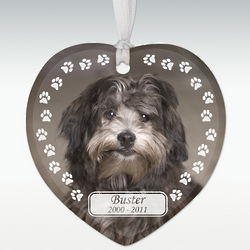 Paw Trail Heart Porcelain Pet Memorial Ornament