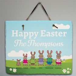 Personalized Easter Bunny Family Slate Plaque