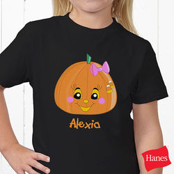 Girl's Personalized Halloween Pumpkin T-Shirt