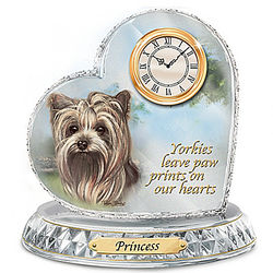 Personalized Yorkie Crystal Heart Clock