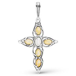 Silver Cross Pendant with Gold Mother of Pearl