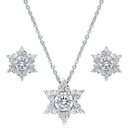 Sterling Silver CZ Star Necklace and Earrings