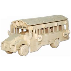 School Bus 3D Jigsaw Woodcraft Kit Wooden Puzzle
