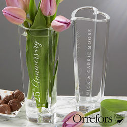 15 Year Anniversary Personalized Crystal Vase