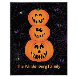 Personalized Stacked Halloween Pumpkin Family Canvas Print
