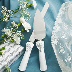 Cross and Heart Design Cake Knife and Server Set