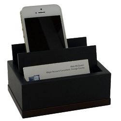 Executive Wooden Cell Phone and Business Card Holder