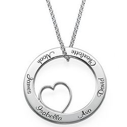 Family Love Circle Pendant Necklace