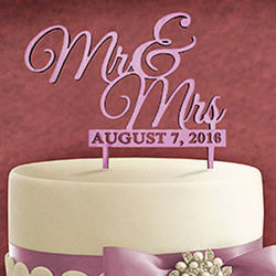 Wedded Couple Personalized Painted Finish Wood Cake Topper