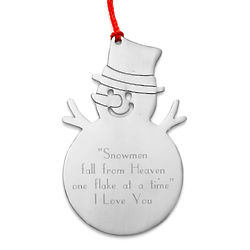 Personalized Metal Snowman Christmas Ornament
