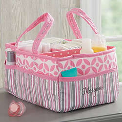 Personalized Embroidered Diaper Caddy in Pink
