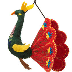 Felted Peacock Ornament