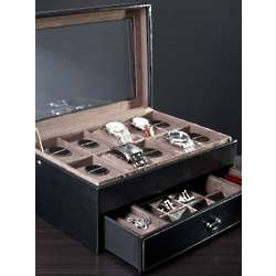 Treviso Leather Valet Box and Ten Watch Display Case