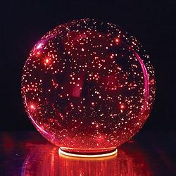 Red Lighted Mercury Glass Sphere