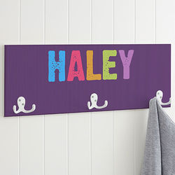 Girl's Personalized Colorful Coat Rack