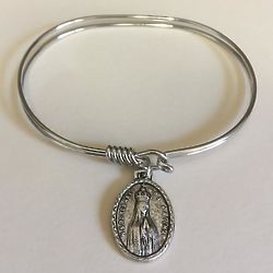 Our Lady of Fatima Engravable Bangle Bracelet