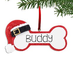 Personalized Santa Dog Bone Ornament