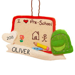 I Love Preschool Backpack Dough Personalized Ornament