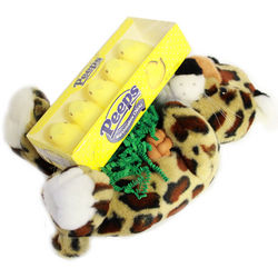 Marshmallow Peep Candies with Leopard Plush Stuffed Animal