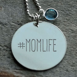 Hashtag Momlife Personalized Engraved Disc Necklace