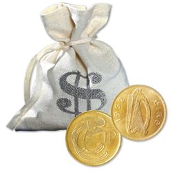 Banker's Bag of Gold-Plated Lucky Irish Pennies