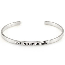 Live In The Moment Silver Message Bracelet