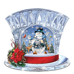 Thomas Kinkade Crystal Snowman Top Hat with Music and Lights