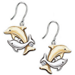 Jeweled Dancers Dolphin Earrings