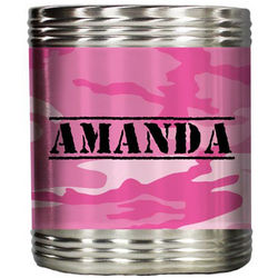 Personalized Pink Camouflage Beer Can Koozie