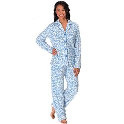 Women's Periwinkle Blue Snuggle Fleece Snow Leopard Pajamas