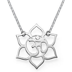 Lotus Flower Necklace with Om Symbol