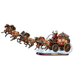 Dash Away All! Santa and Christmas Stagecoach Sculpture