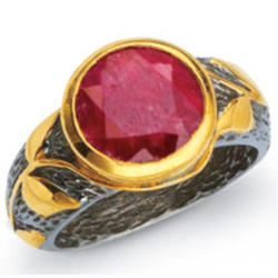 Ruby Dream Ring with Gold Plated Oxidized Sterling Silver Band