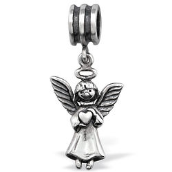 Angel with Heart Dangle Charm Pandora Compatible Bead
