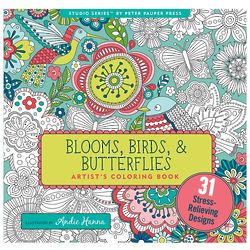 Blooms, Birds, and Butterflies Coloring Book