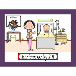 Personalized Hospital Nurse Cartoon Print