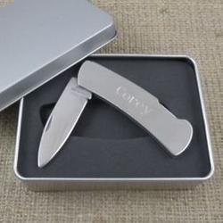 Engraved Stainless Steel Lock-Back Knife