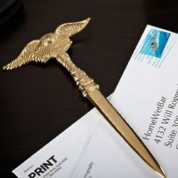 Engraved Brass Eagle Letter Opener