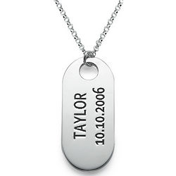 Personalized ID Tag Necklace in Sterling Silver