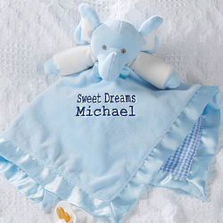 Blue Personalized Elephant Baby Blankie