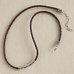 Javanese Silver Braided Leather Necklace
