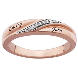Personalized Rose Gold-Plated Wedding Band with Diamond Accents