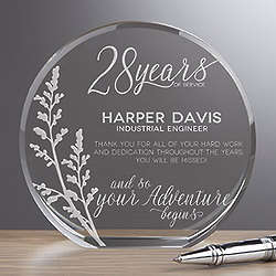 Personalized 4" Crystal Retirement Award
