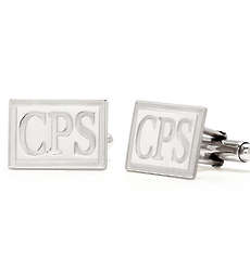 Custom Monogram Rectangle Silver Cuff Links