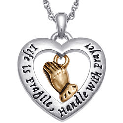 Life Is Fragile, Handle with Prayer Heart Pendant