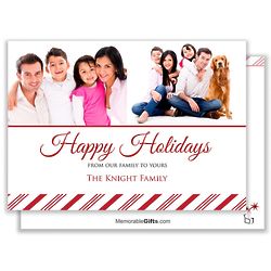 Custom Photo Candy Cane Family Holiday Card